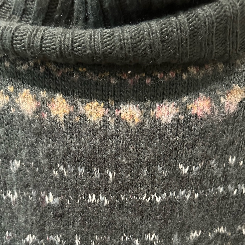 Free People Snow Bunny Fair Isle Gray Cowl Neck Short Sleeve Wool Sweater S - Picture 7 of 9